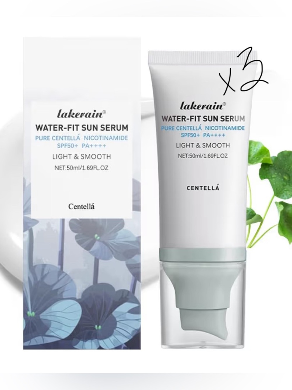 3x!! NEW NIP Lakerain Water-Fit Sun Serum SPF50+ Sunscreen Face Serum EXP. 5/28!